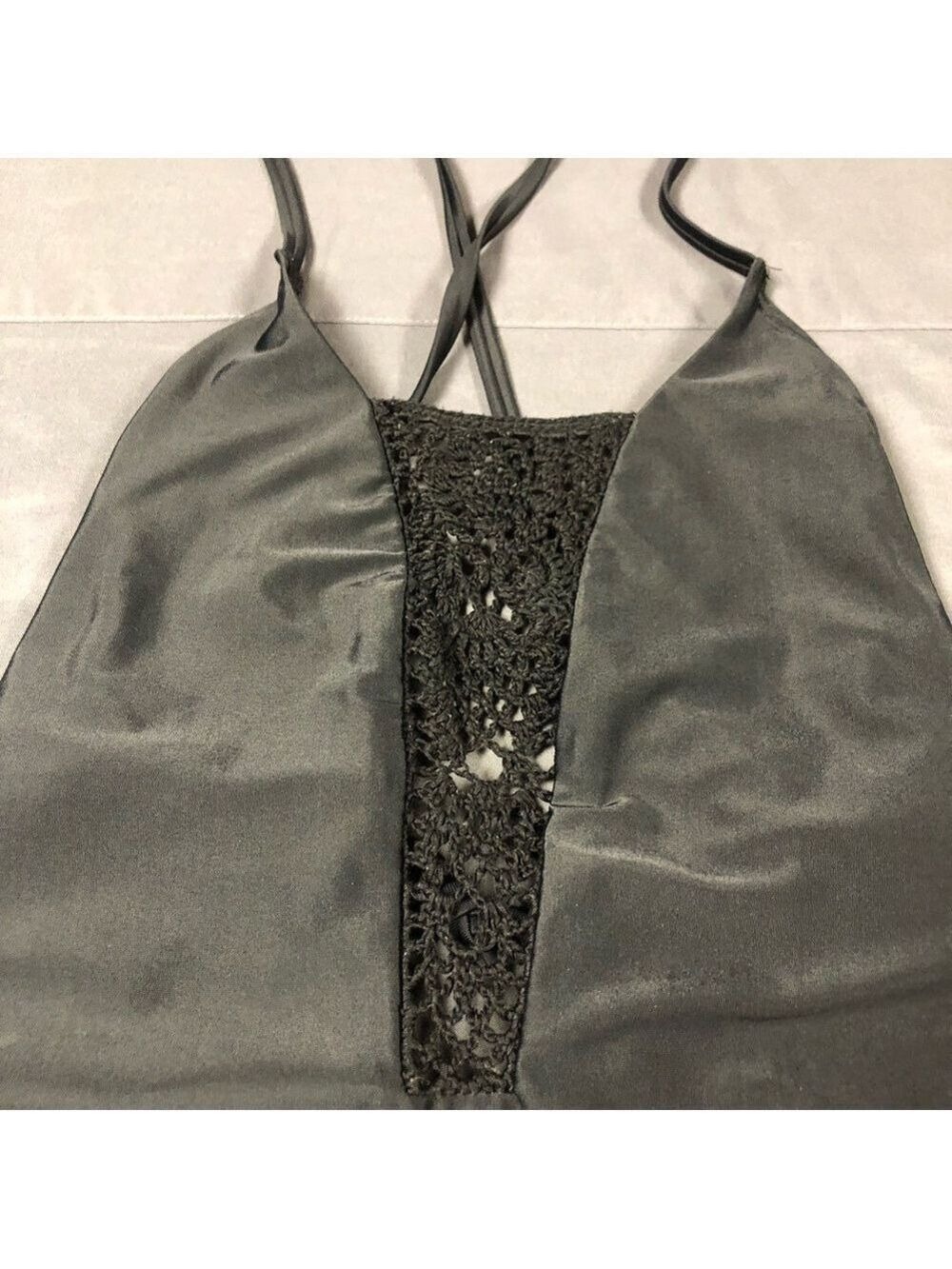 Black One-Piece Swimsuit with Lace Detail NWOT - Picture 2 of 4